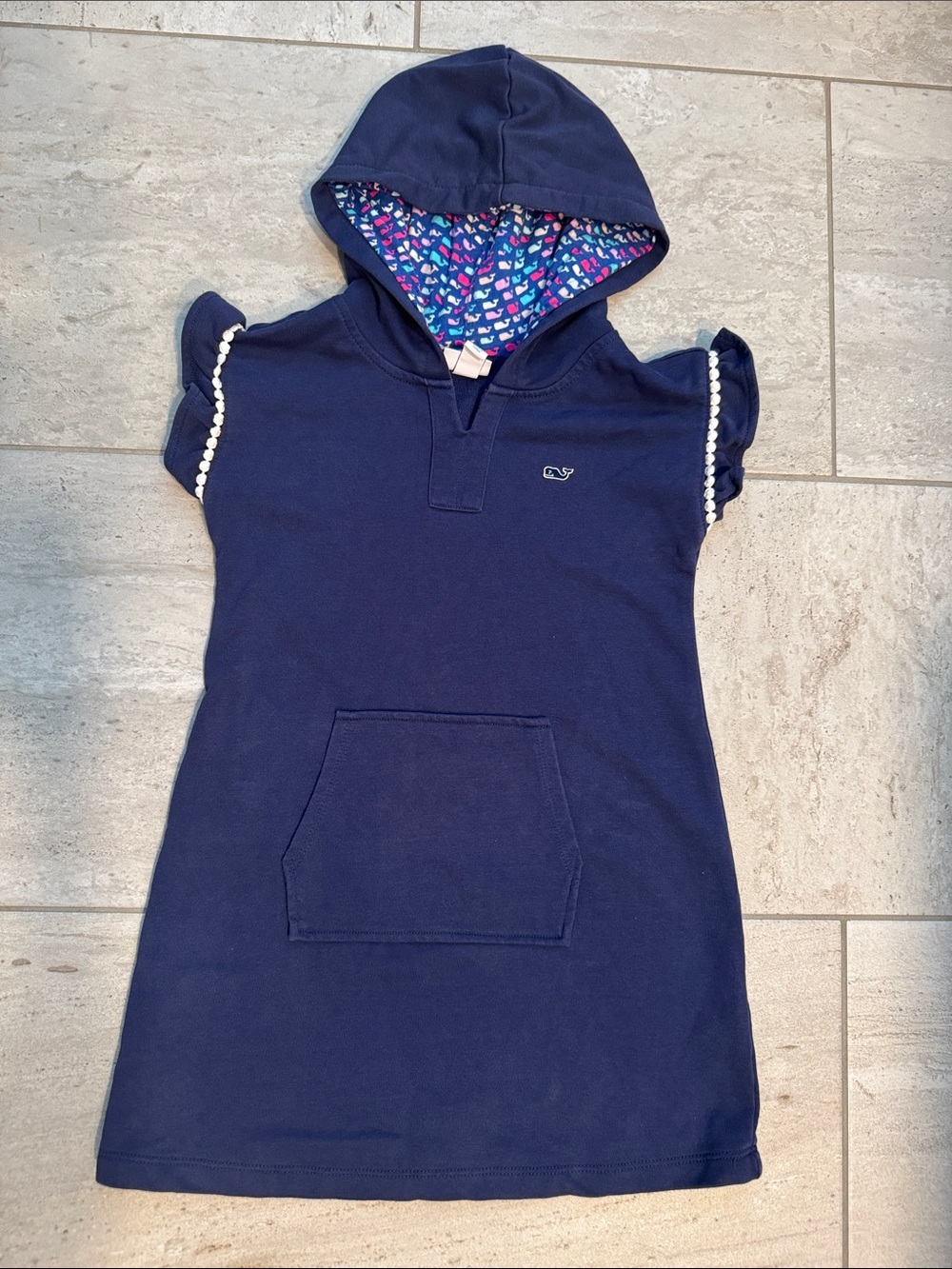 Vineyard Vines for Target Navy Hooded swim cover up with Heart-Print Lining